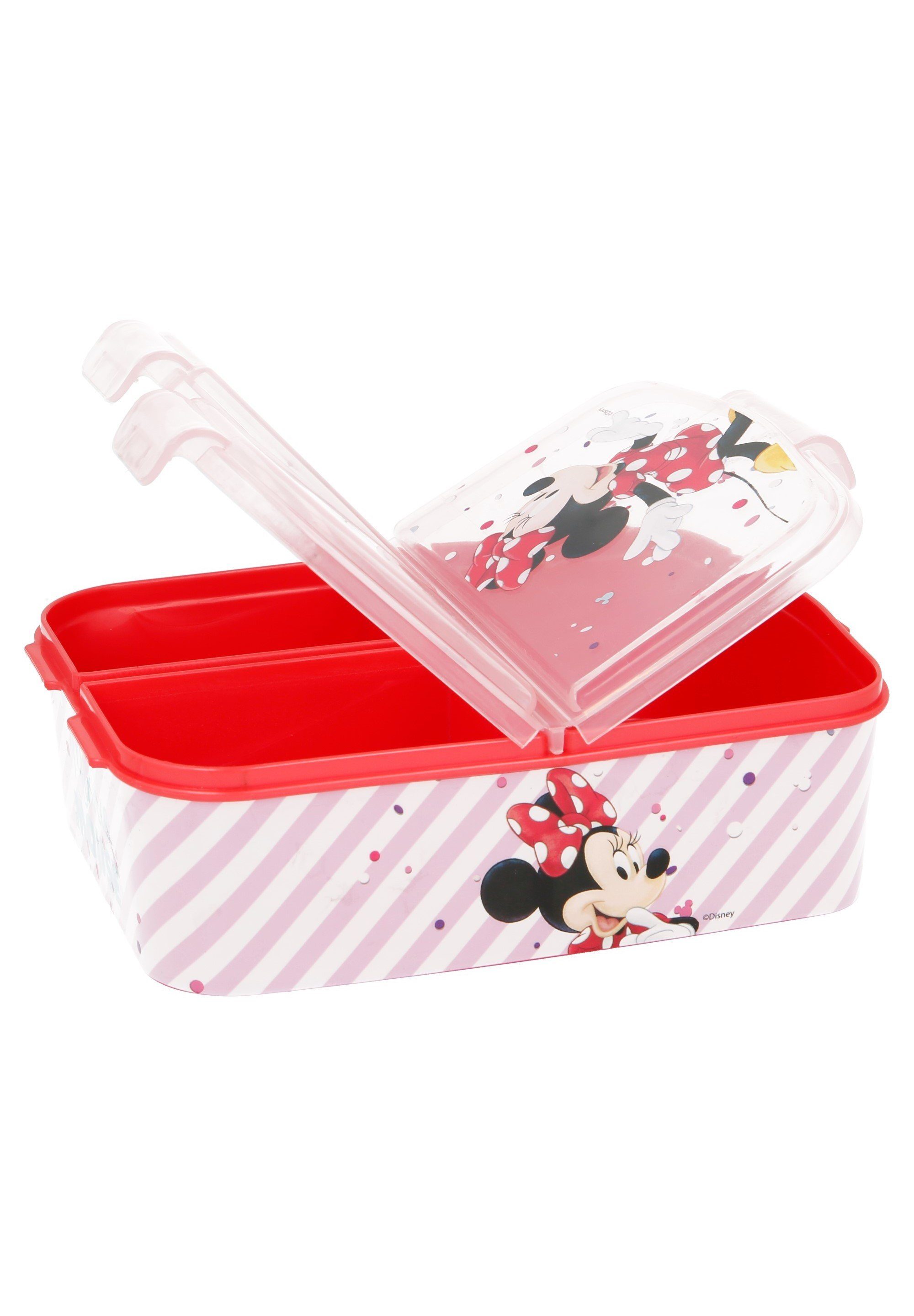 Disney Minnie Mouse Lunchbox Brotdose Minnie Mouse, Vesperdose mit 3 Fächern, BPA-frei