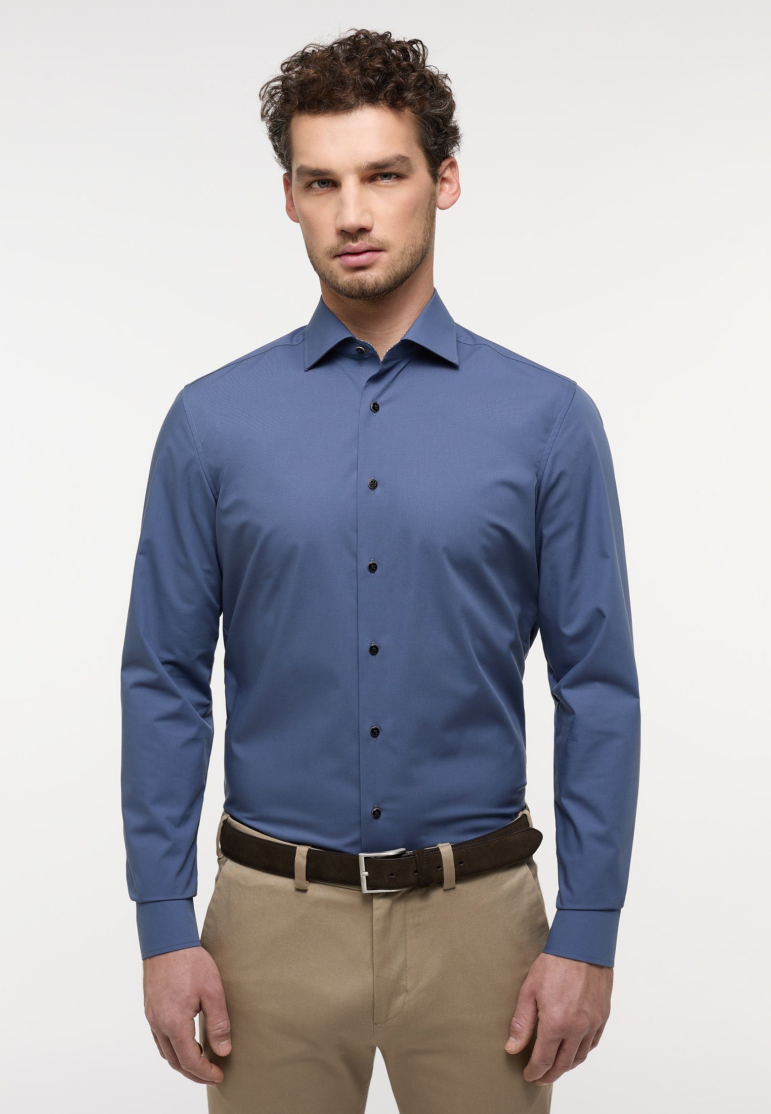 Eterna Langarmhemd SLIM FIT rauchblau