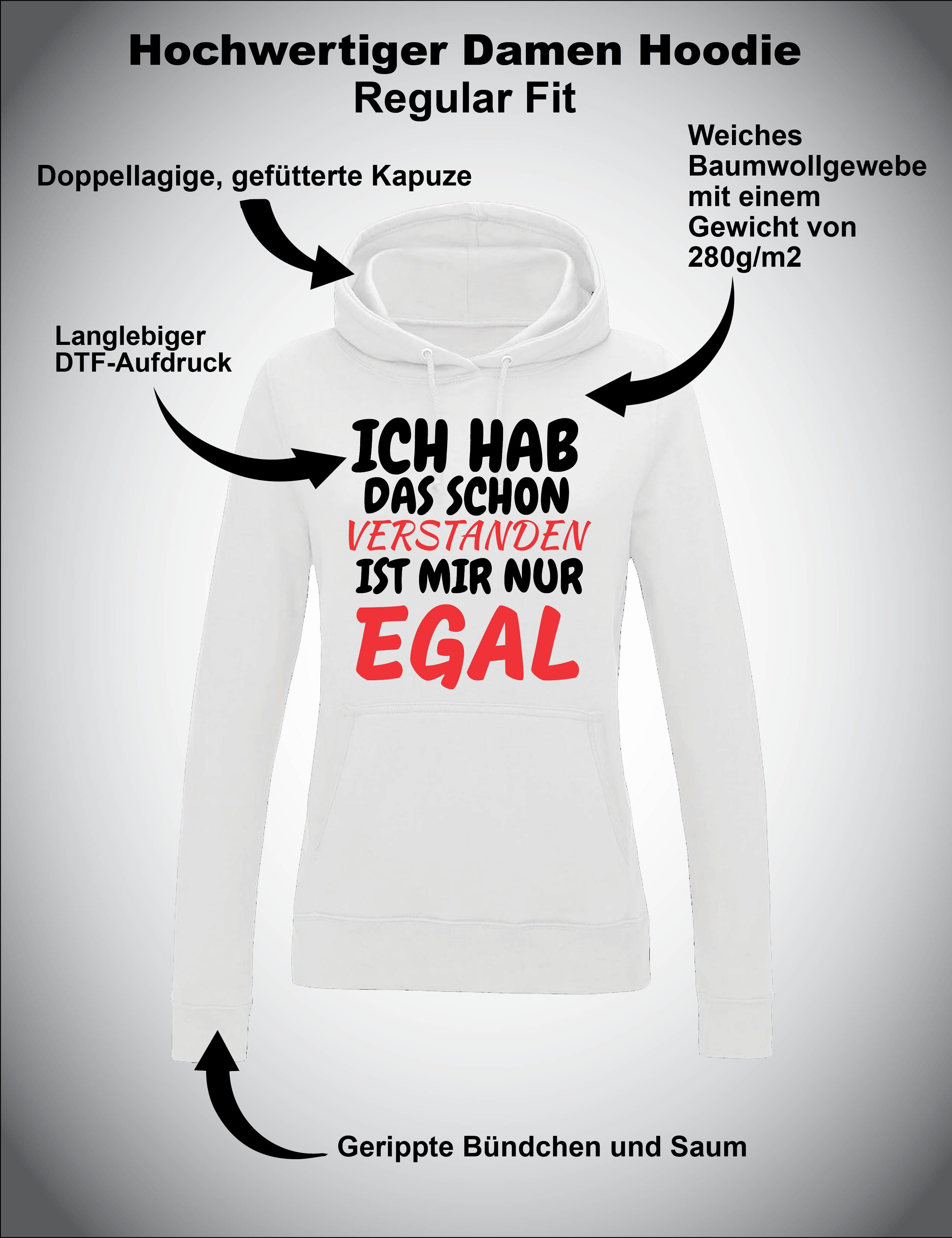 Youth Designz Kapuzenpullover Verstanden Egal Damen Hoodie Pullover mit witzigen Aufdruck Statement mit lustigen Logo für Frauen