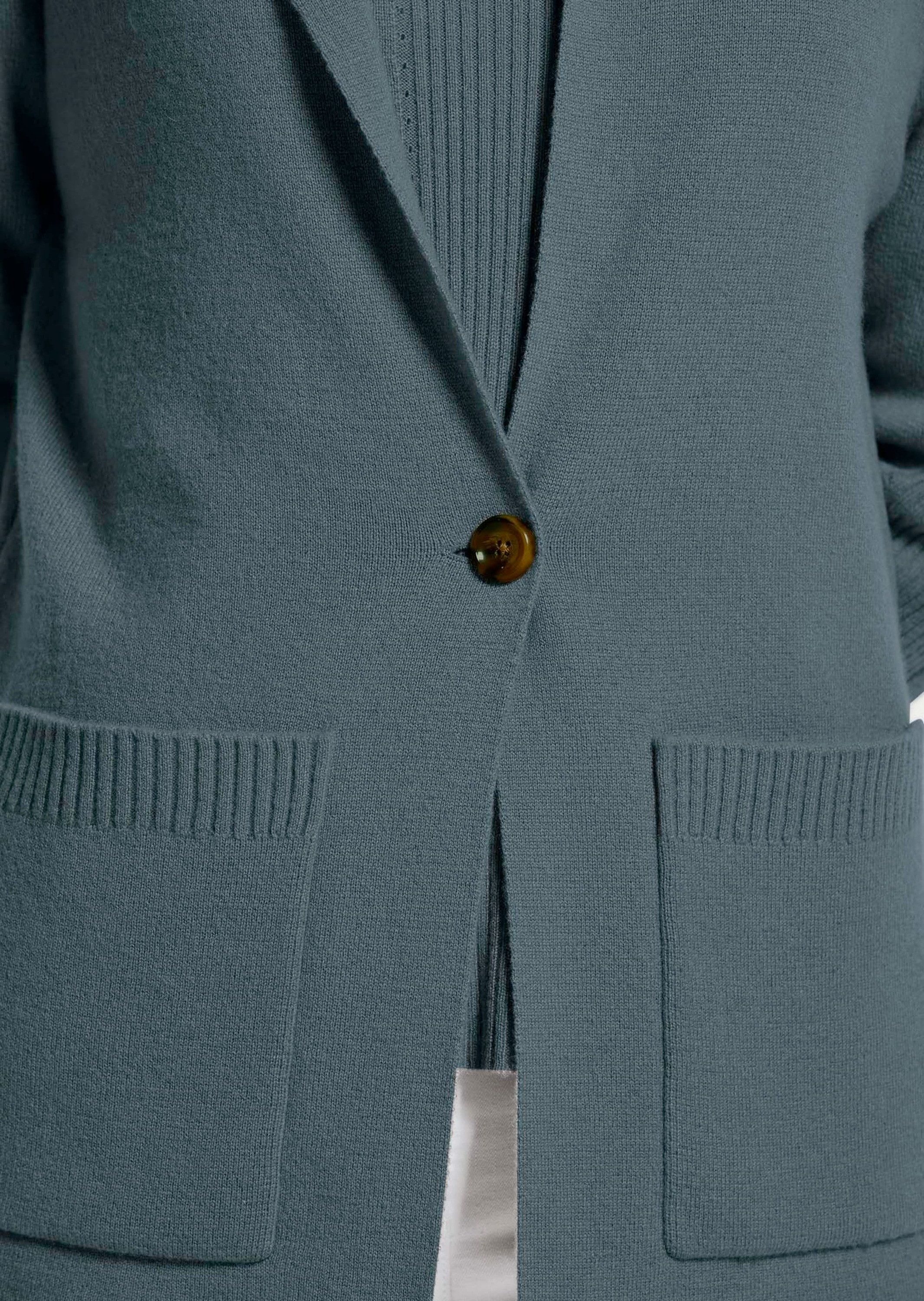 MADELEINE Strickjacke Strickjacke aus Merinowolle und Kaschmir Blazer mit Reverskragen, Pointelle-Muster, 1-Knopf-Verschluss