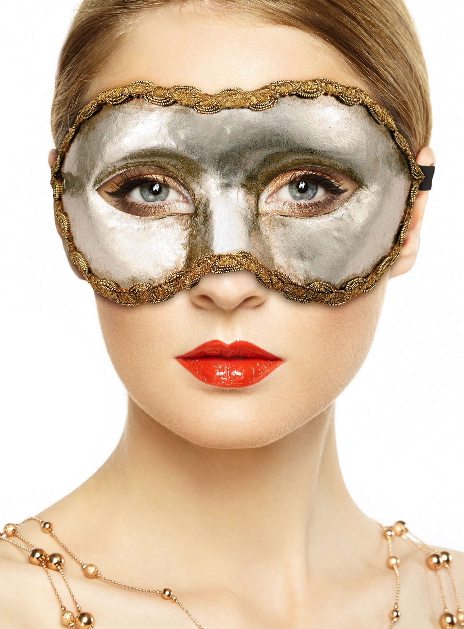 Maskworld Verkleidungsmaske Colombina argento Venezianische Maske