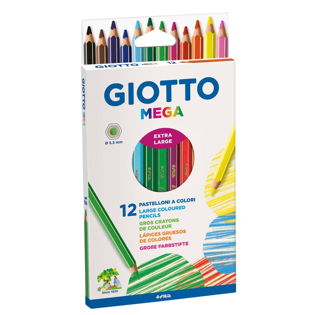LYRA Buntstift GIOTTO Farbstifte Mega 12 Stück Kartonetui