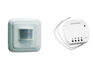 smartwares Licht-Funksteuerung, für den Innenbereich, Nachrüst Schalter 400 Watt, Smart Home Funk Set - Einbauschalter + Bewegungsmelder, Präsenzmelder