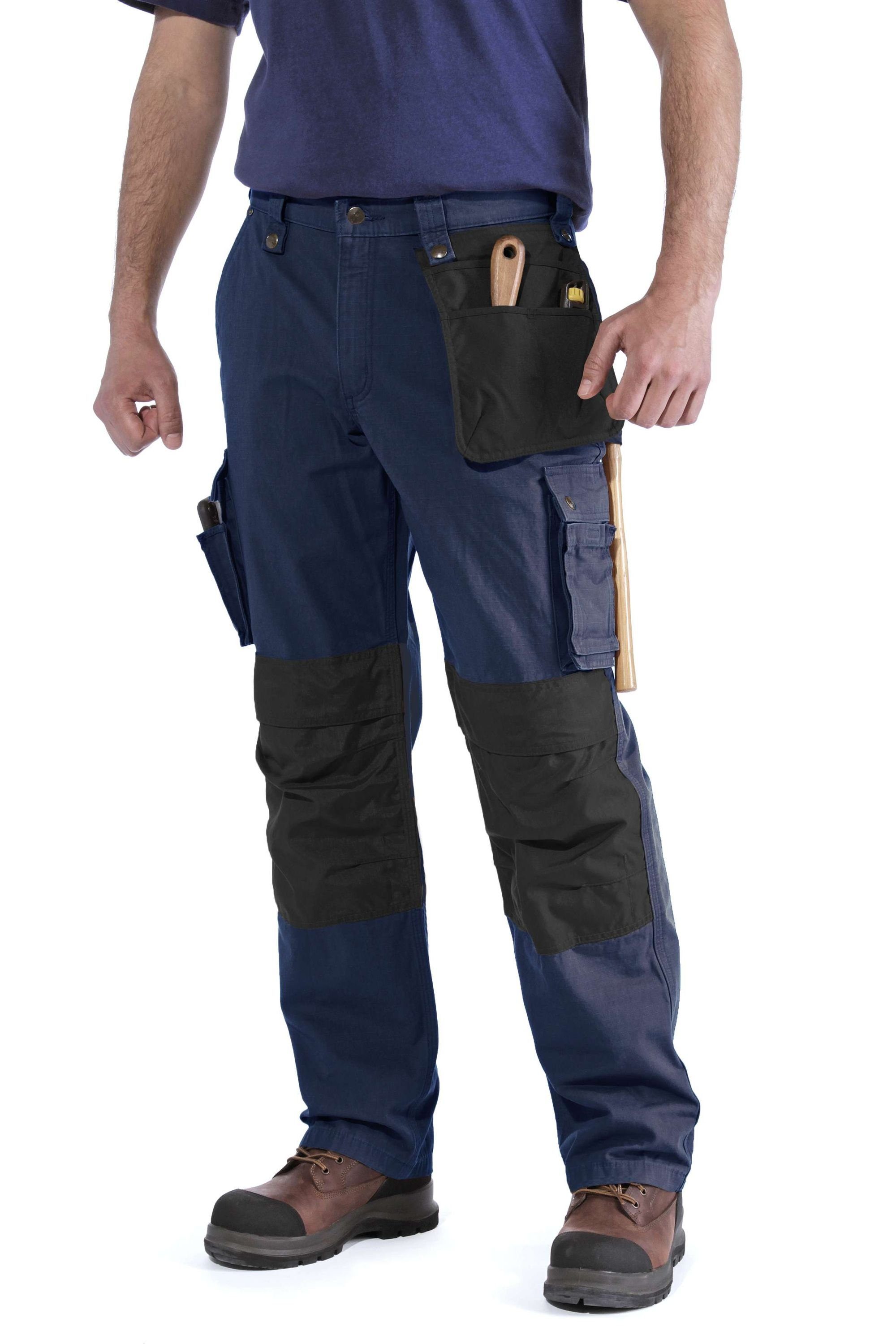 Carhartt Cargohose EMEA MULTIPOCKET RIPSTOP (1-tlg) navy rechte Utility-Vordertasche abknöpfbare