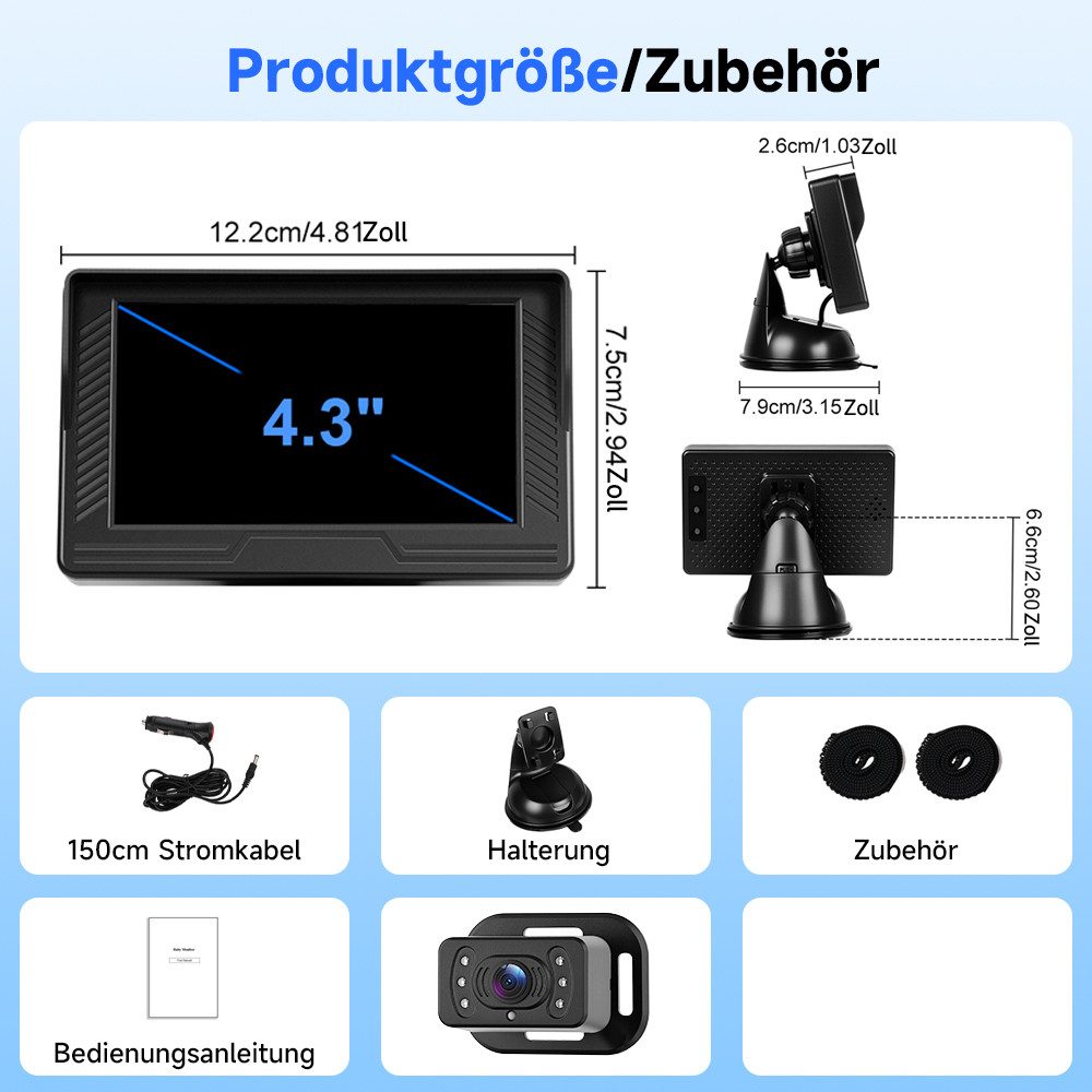 Hikity Baby Monitor 4.3' / 6.86' Car Backseat Monitor, Baby Monitor, IPS Screen, Night Vision
