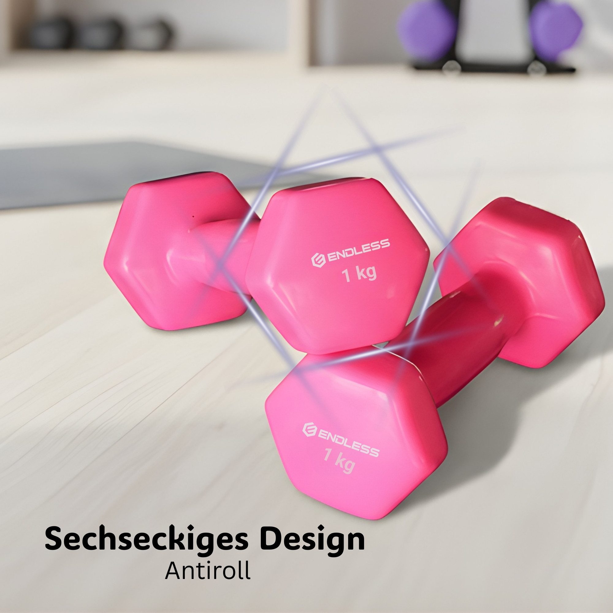 Endless Kurzhantel Vinyl Hex Hantelset für Fitness & Krafttraining, (Set, 2-teiliges Vinyl-Hantel Set)