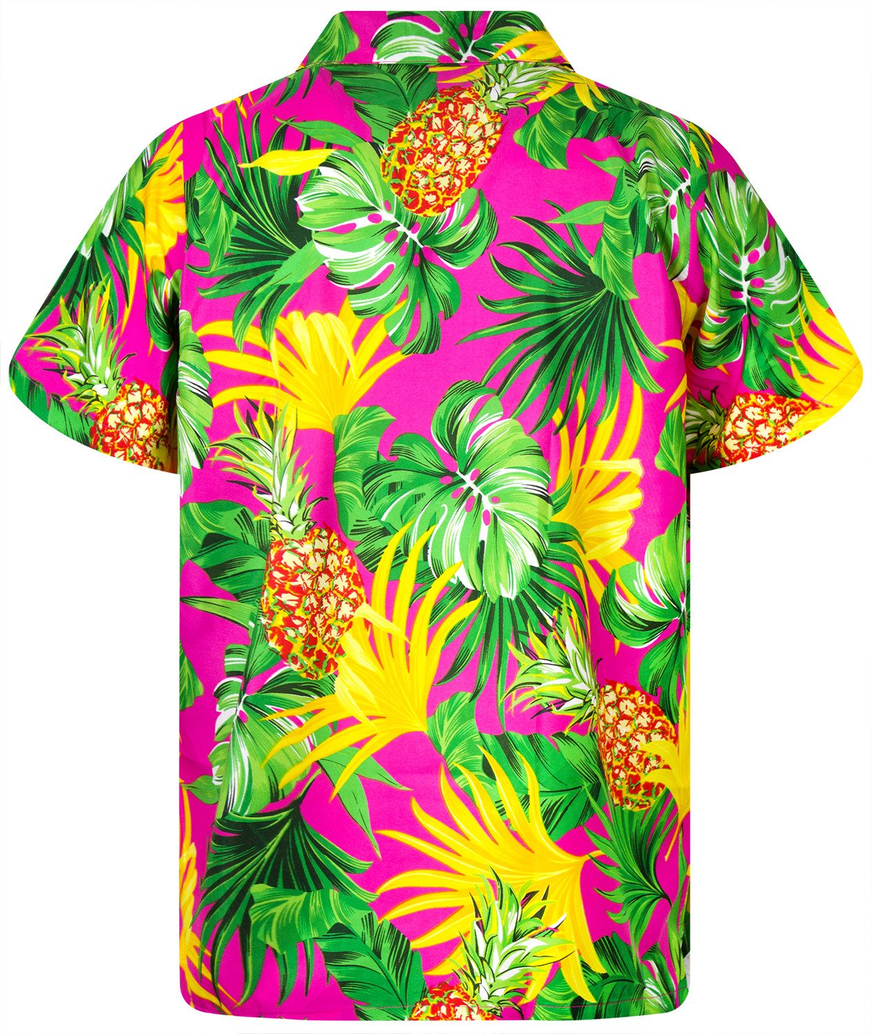 King Kameha Hawaiihemd Pineapple Leaves Funky Hawaii-Hemd Kurzarm Front-Tasche Unisex