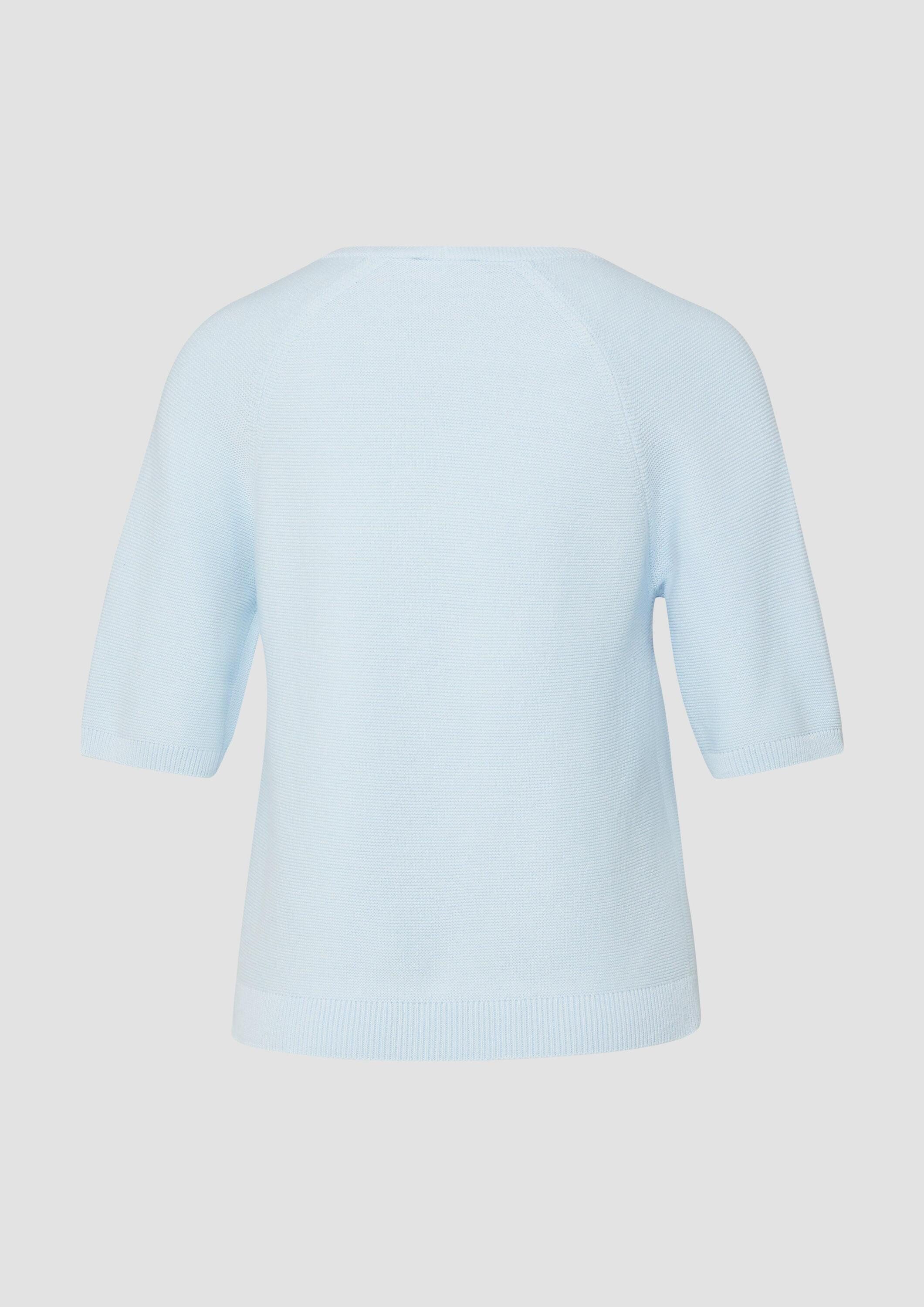 s.Oliver Kurzarmpullover Strickpullover Kurzarm-Strickpullover aus Baumwollmix