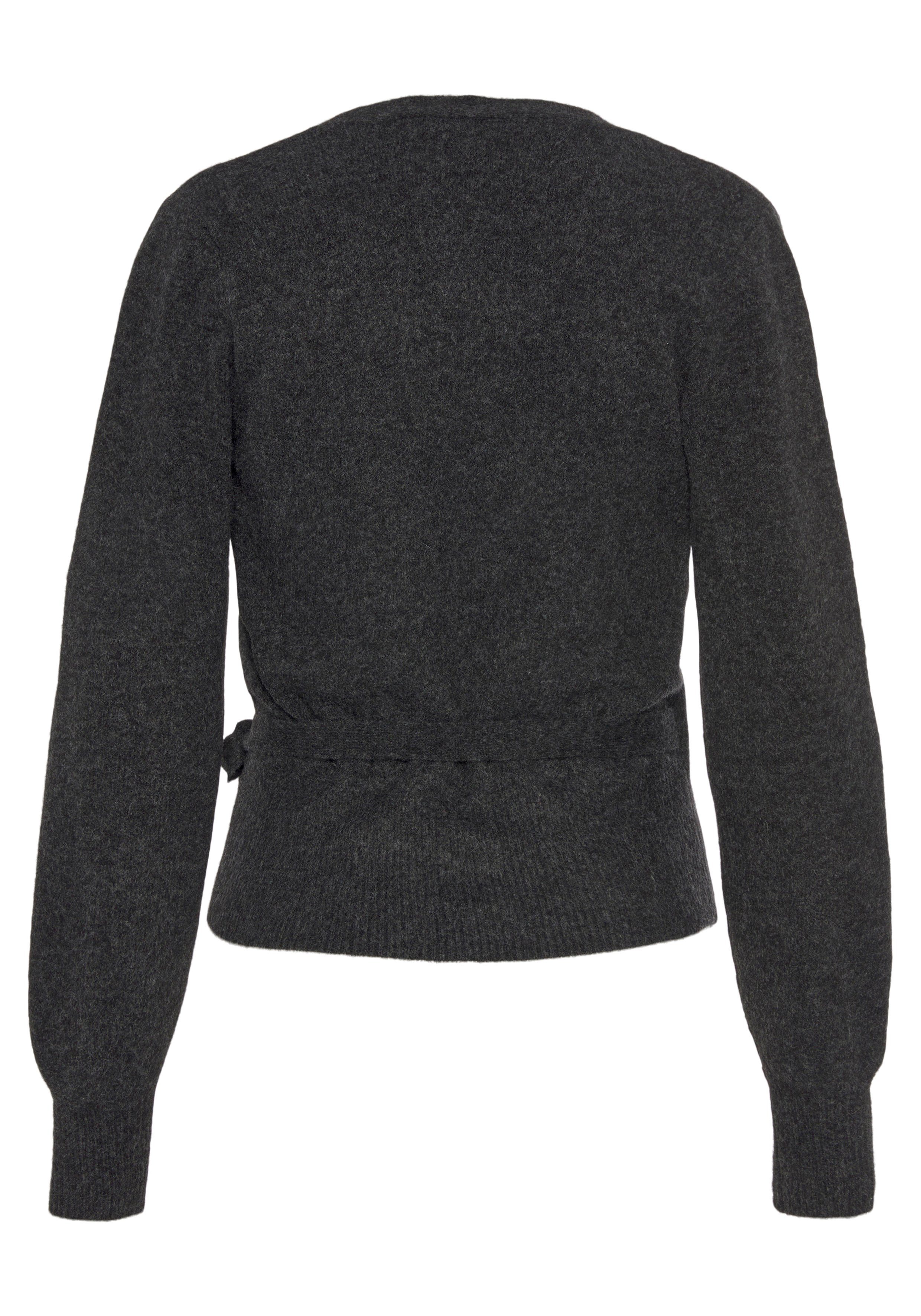 LASCANA Wickelstrickjacke mit breitem Rippbündchen, Loungewear