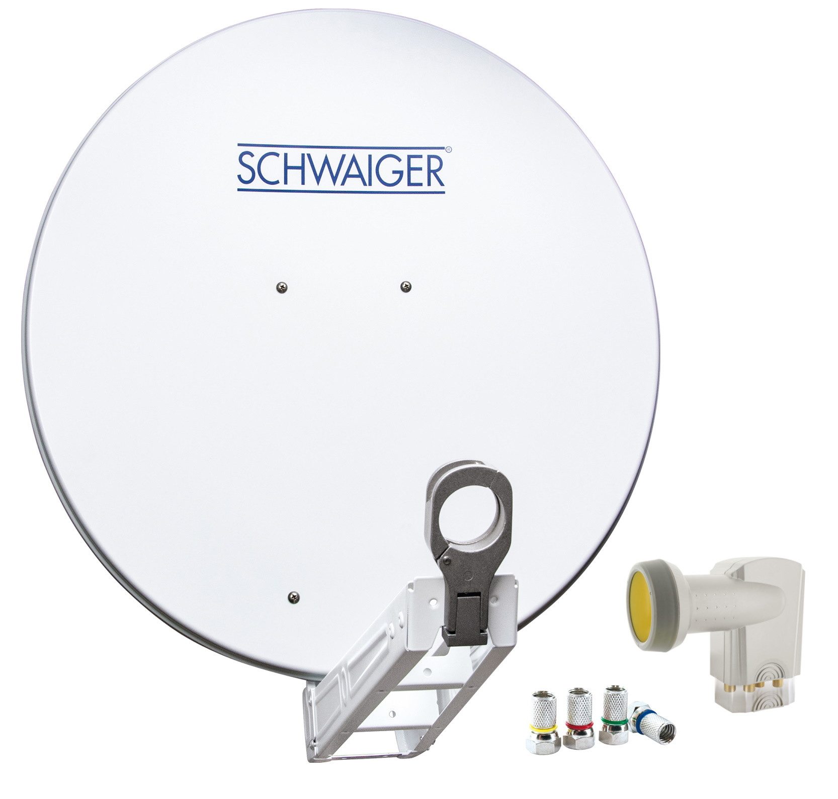 Schwaiger 714623 SAT-Antenne (75 cm, Aluminium, Quad LNB, hellgrau)