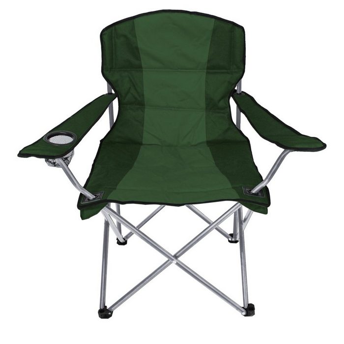 INDA-Exclusiv Klappstuhl Anglersessel Comfort Campingstuhl inkl. Getränkehalter und Tasche Grün
