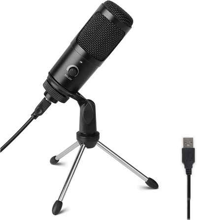 MVPower Streaming-Mikrofon (Mikrofon-Set mit Ständer, tragbar und leicht), Plug-and-Play Kondensatormikrofon PC-Laptop-Aufnahmemikrofon