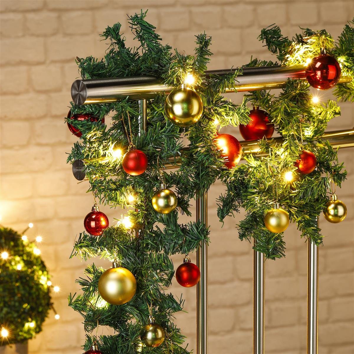 Bambelaa! Girlanden Bambelaa! Weihnachtstannengirlande 80 LED 5m Mit Christbaum Kugeln