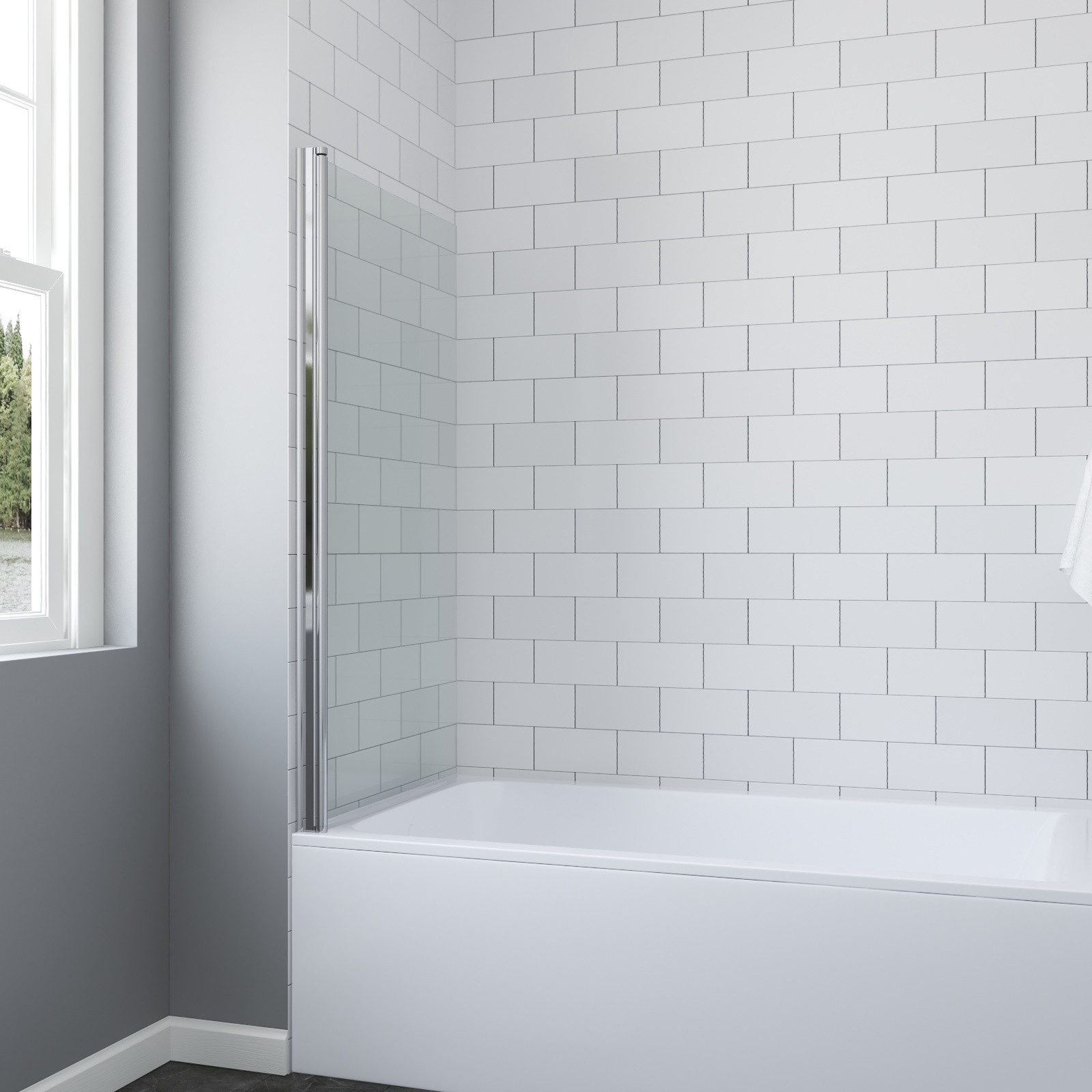 AQUABATOS Badewannenaufsatz Badewannenaufsatz 6mm Sicherheitsglas Glaswand Duschwand für Badewanne, Sicherheitsglas, Chromoptik, Eloxierte Aluminiumprofile, in beide Richtungen drehbar