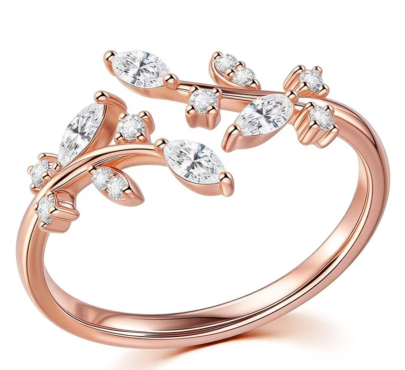 Jumpeak Diamantring Im Labor gezüchteter Diamant, D/E, VVS/VS,Damenring, 14K Roségold, Liebes geschenk für sie,Geschenk ideen für frau,Mama tochter geschenk