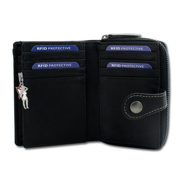 DrachenLeder Geldbörse DrachenLeder Wallet Damen Brieftasche (Portemonnaie, Portemonnaie), Damen, Jugend Echtleder Geldbörse Größe ca. 12,5cm, schwarz