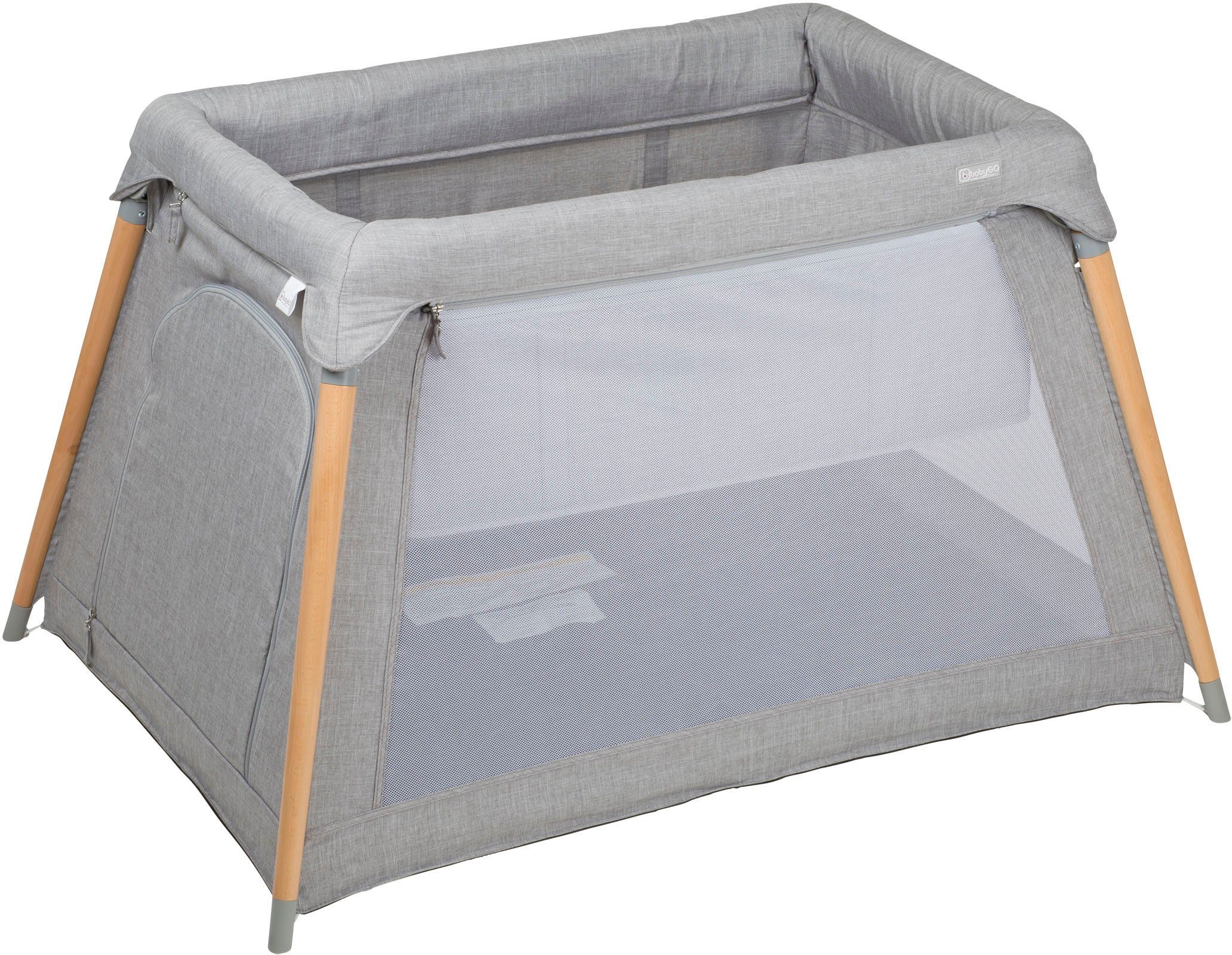 BabyGo Baby-Reisebett Groovy, grau melange, mit Seiteneingang