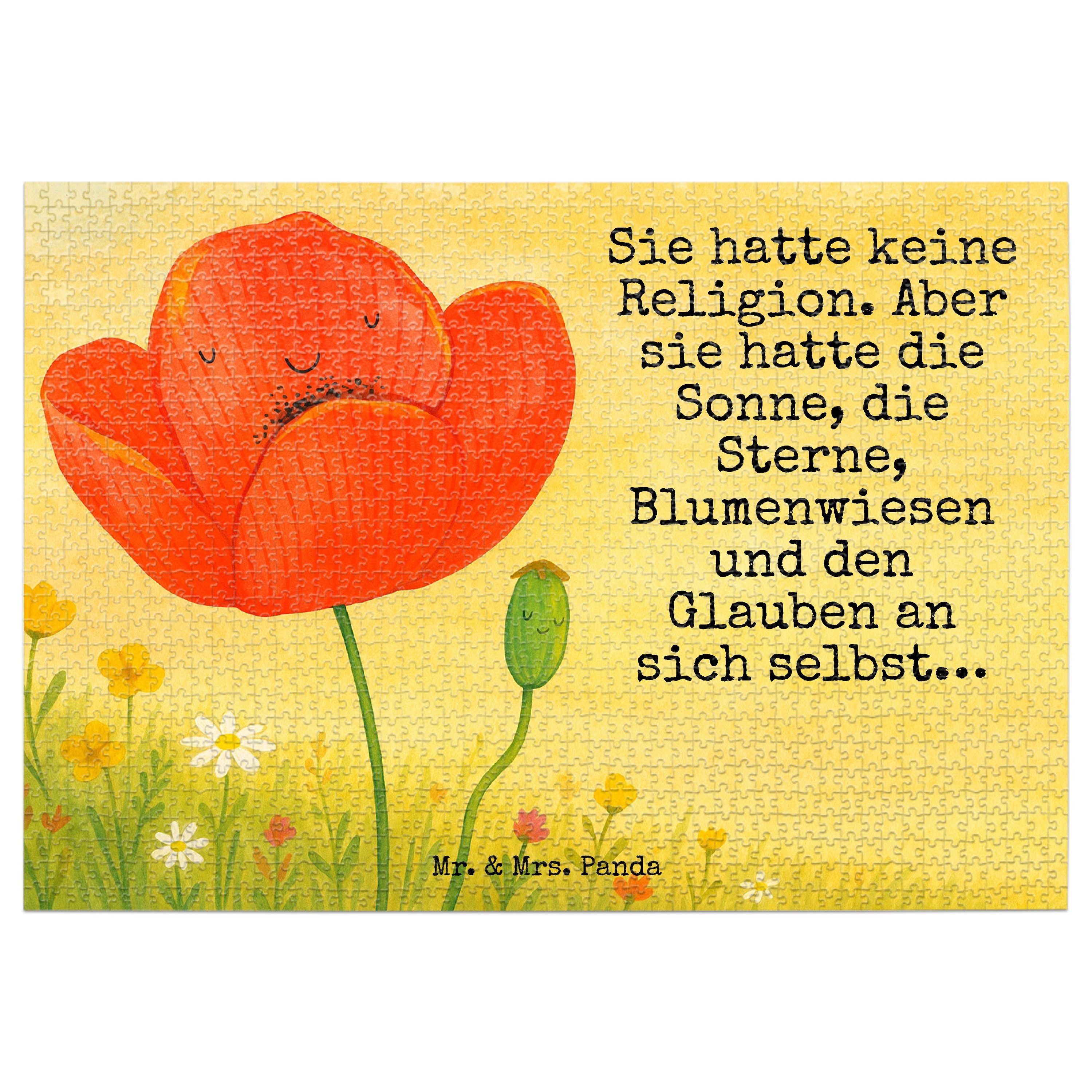 Mr. & Mrs. Panda Puzzle Blume Mohnblume Design, Puzzle 1500 Teile, Weiß, Motivation, 1000 Tei, 1500 Puzzleteile, Geduldspiel Respekt Puzzlespiel