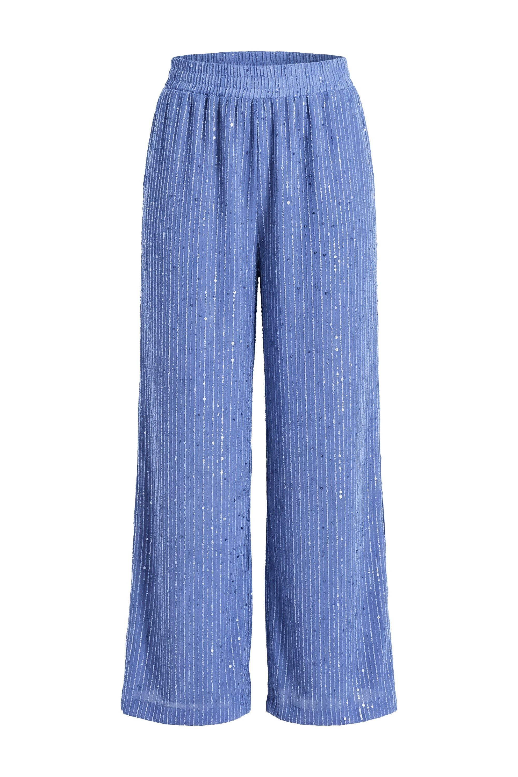 Schlupfhose Hose wide Straight Legs Pailletten-Streifen