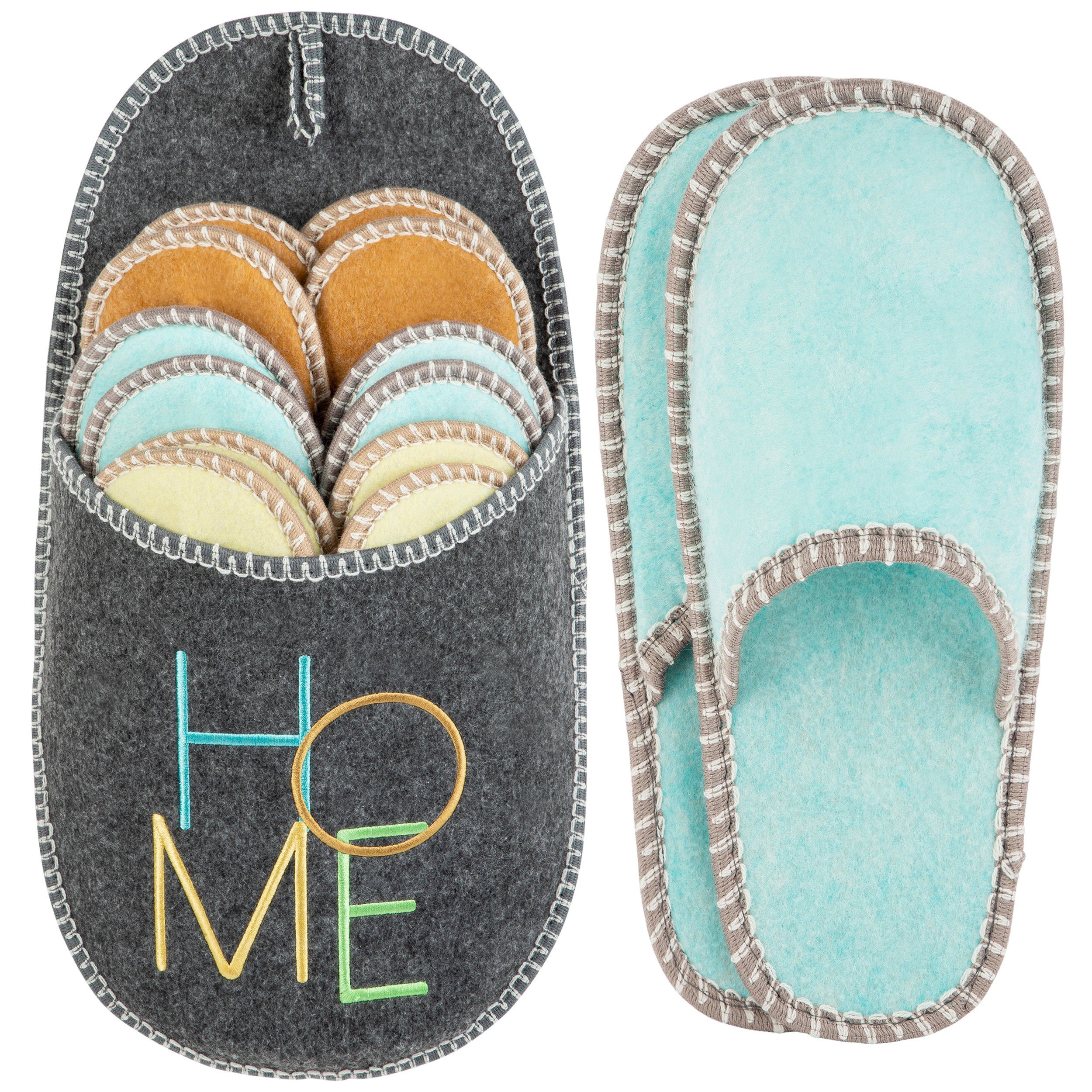 ONVAYA ABS Gästepantoffel, Home, 6er Set, Antirutsch, Hausschuhe, Filz Hausschuh