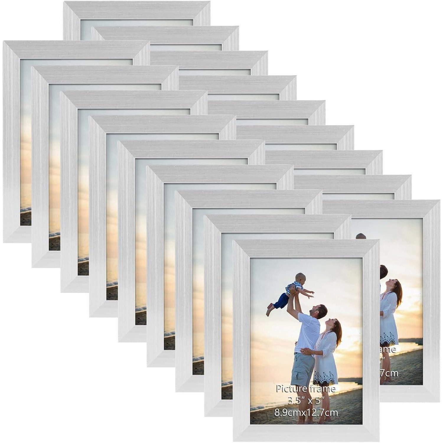 LuxusKollektion Bilderrahmen-Set Bilderrahmen 9x13 cm 18er-Set Wand Tisch Fotowand Silber Collagen