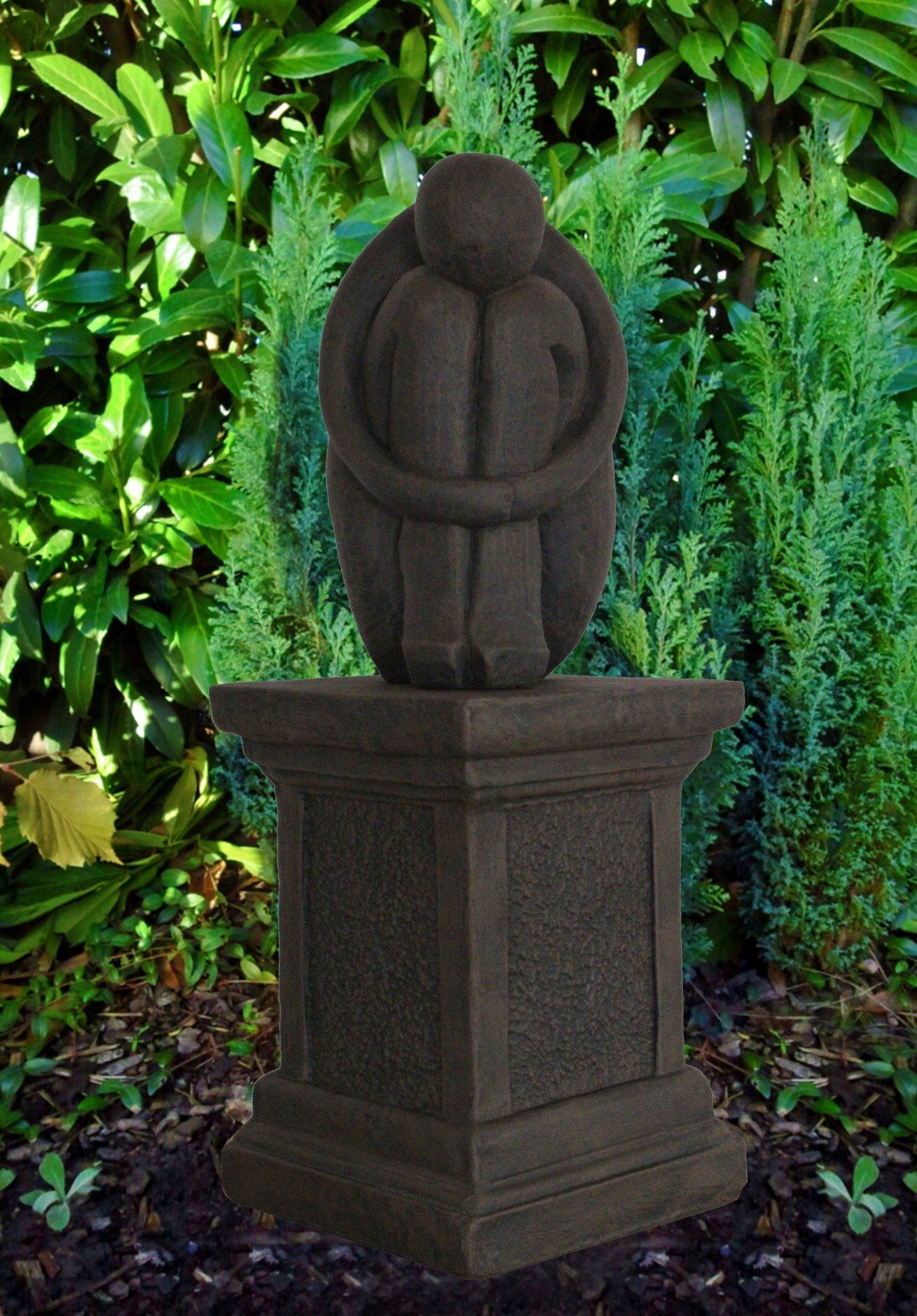 Steinfigur in moderne Kunsthandwerk Haus braun und für Germany Single Gartenfigur Garten, Säule Tiefes Dekofigur Made mit winterfest, frostsicher, -