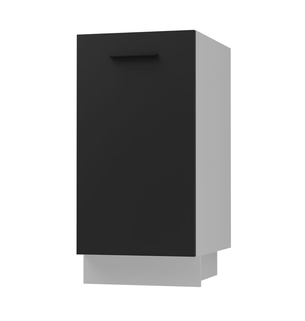 Feldmann-Wohnen Auszugsunterschrank Bonn (D1D/40/kargo, 1 Türfront, innen 1 Korbauszug mit 2 Ablagen, 1-St., moderne Optik, MDF Fronten) grau / schwarz matt
