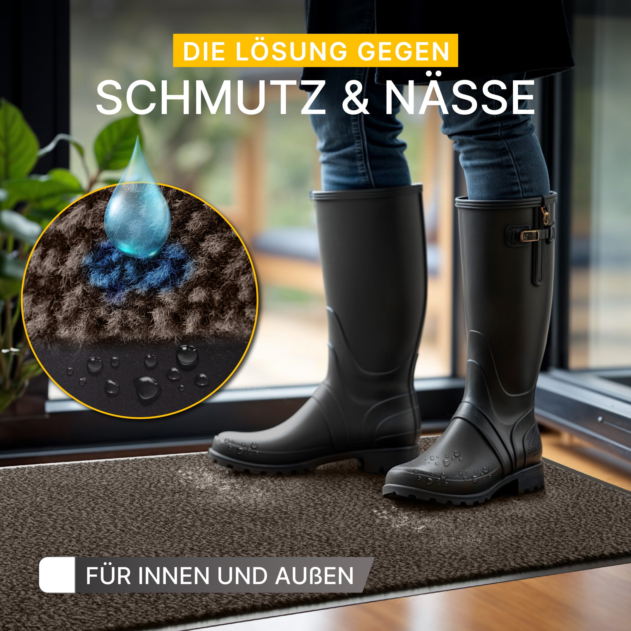 Entrando Fußmatte FIEL, Rechteckig, Höhe: 7 mm, Schmutzfangmatte Innen & Außen waschbar rutschfest dünn saugstark – Bild 3 von 5