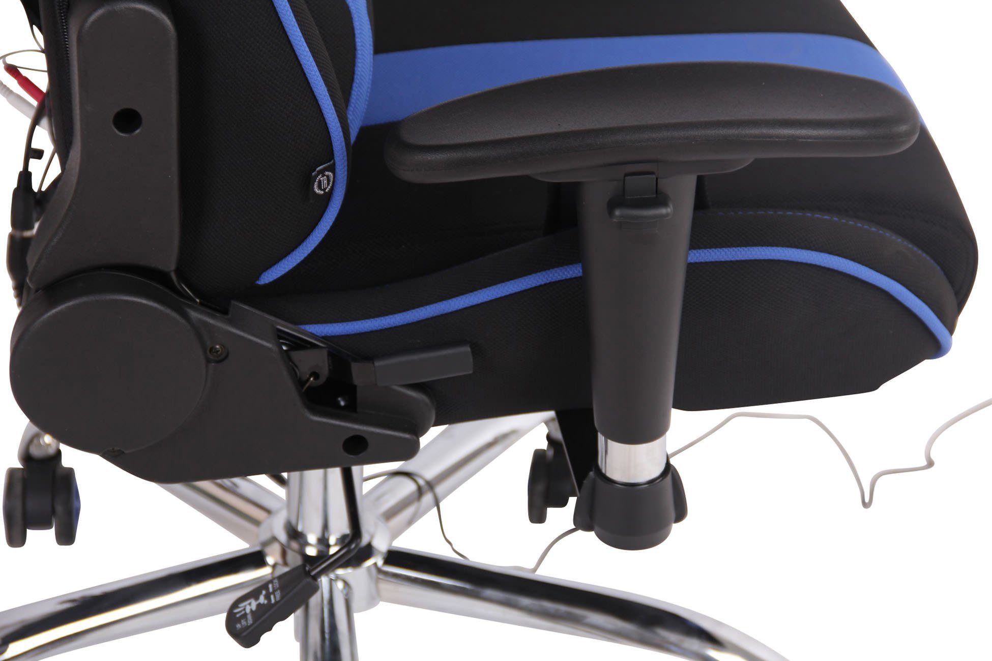 schwarz/blau XM CLP Gaming Chair Stoff, Limit mit Massagefunktion