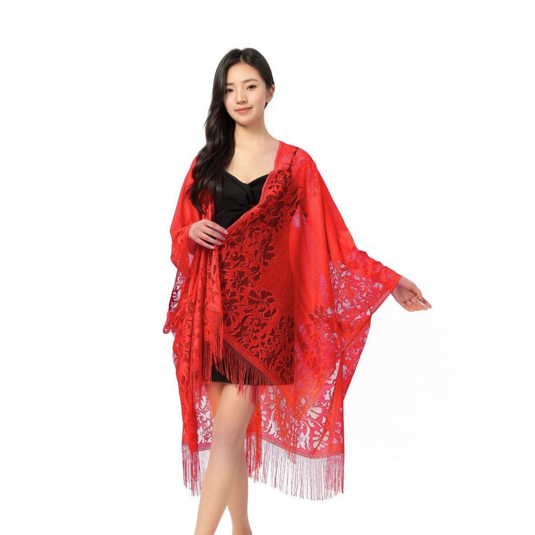 nsihing Modeschal Eleganter Spitzen-Strandüberwurf für Damen, Badeanzug-Cover-up Stola, für Abendkleider Urlaub Party – Bild 3 von 4