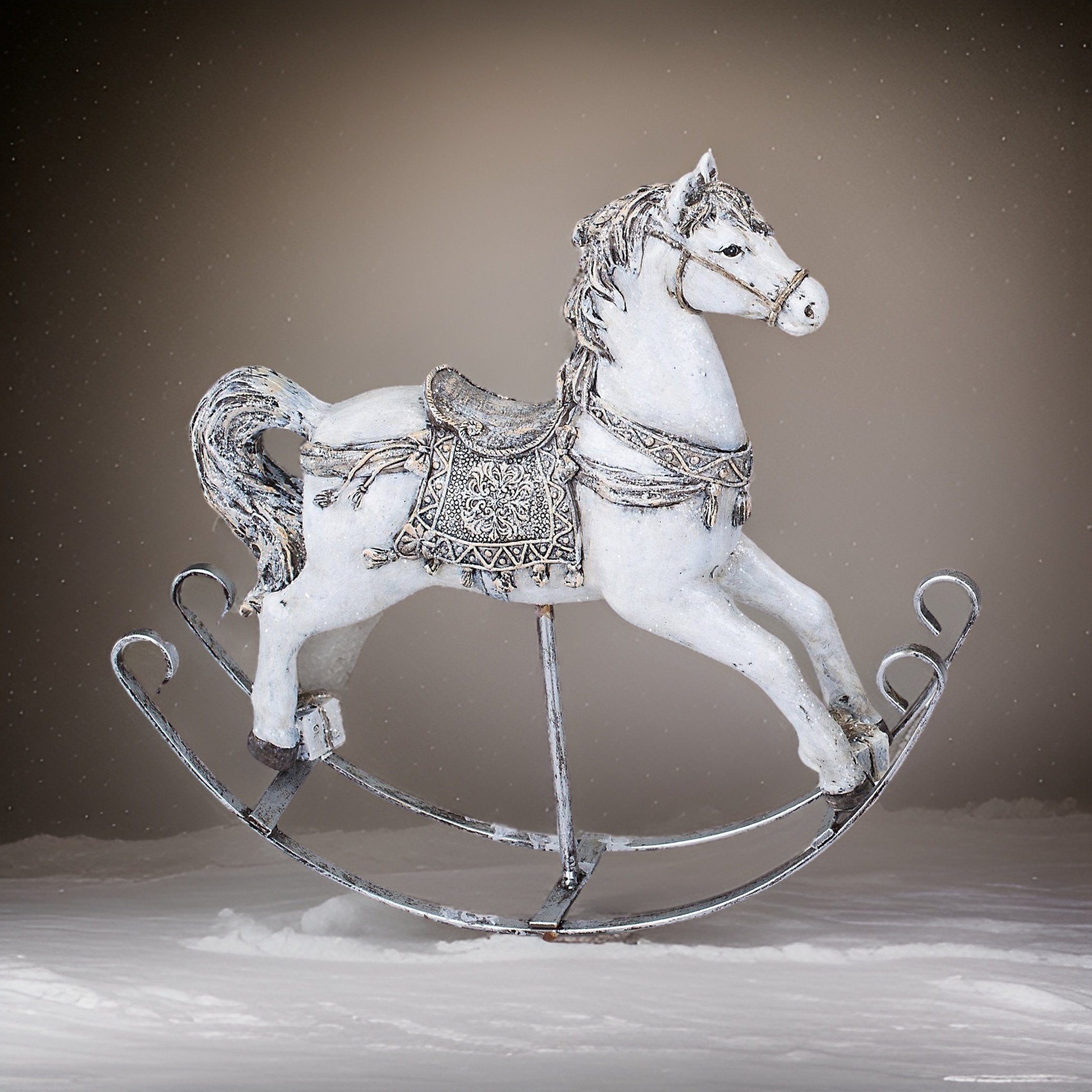 formano Weihnachtsfigur Schaukelpferd Deko weiß silber Nostalgie Winterzeit günstig online kaufen