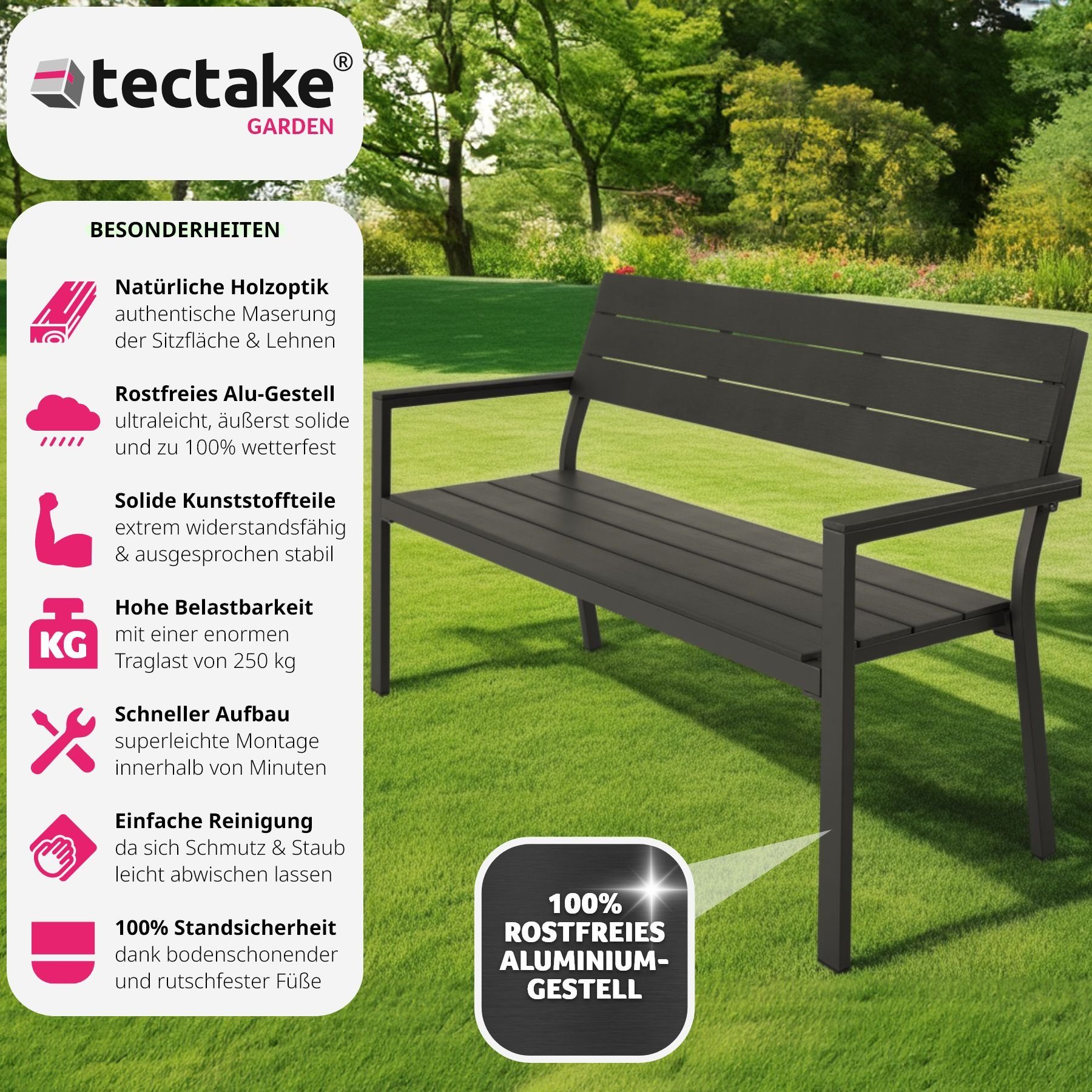 tectake Gartenbank Sitzbank Line 2-Sitzer mit günstig online kaufen