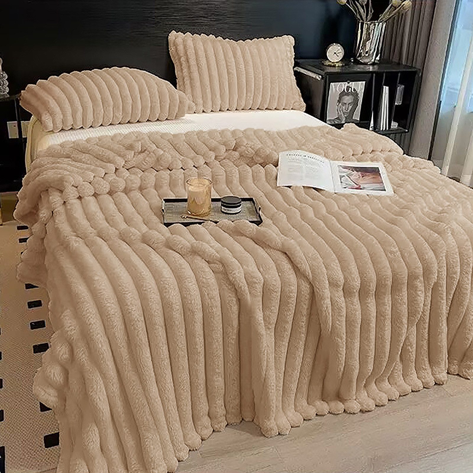 Wohndecke Kuscheldecke Milchsamt Blasen Decke Super Soft Wohndecke, CALIYO, Grobe Korddecke Für Bett Sofa Schlafzimmer Wohn Уютные одеяла