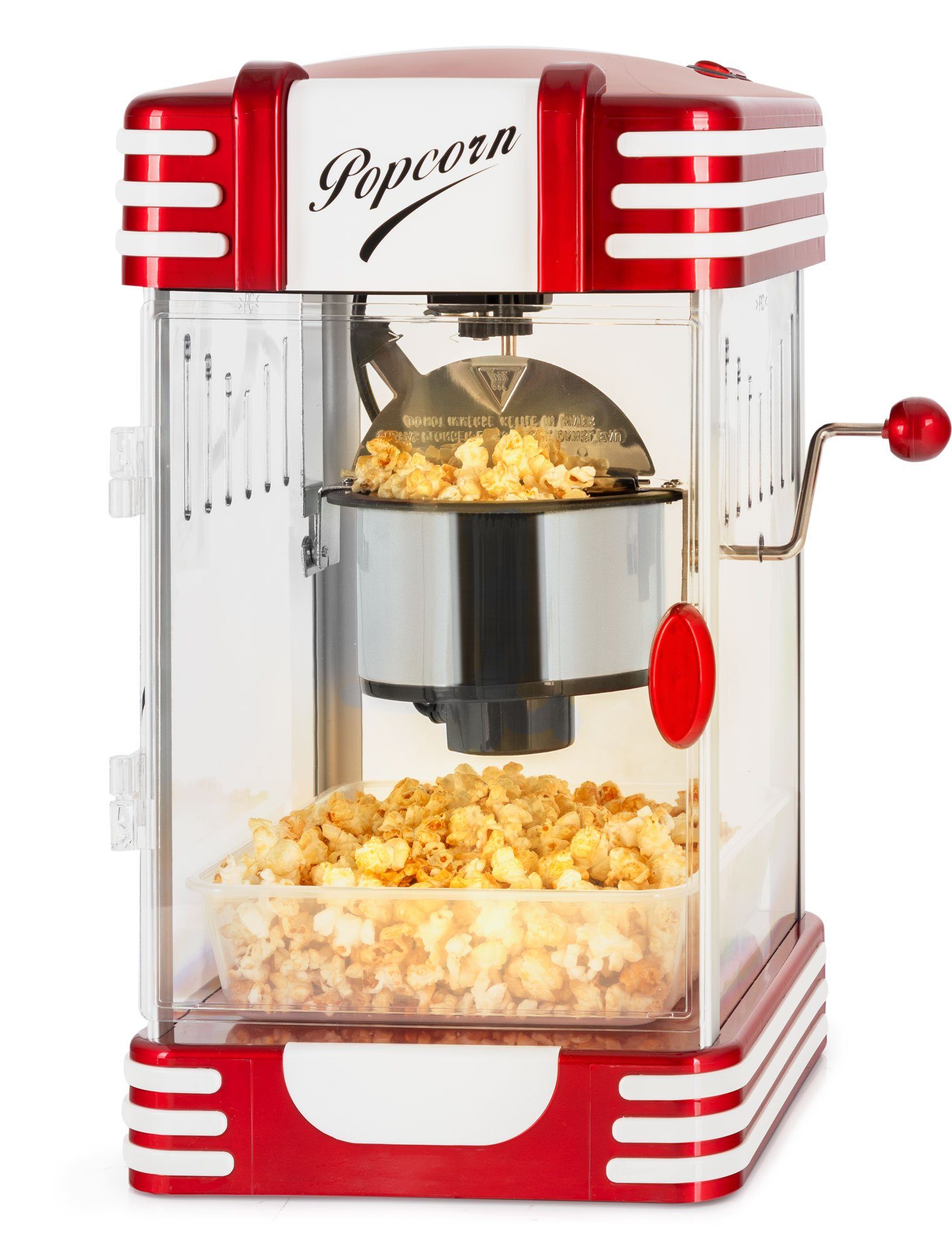 Stagecaptain Popcornmaschine PCM-300 Popcorn Maschine - Retro-Design -  Kurze Aufheizzeit - Mit Dosierlöffeln - Problemlose Reinigung - Dekorative  Innenbeleuchtung - Rot/Weiß