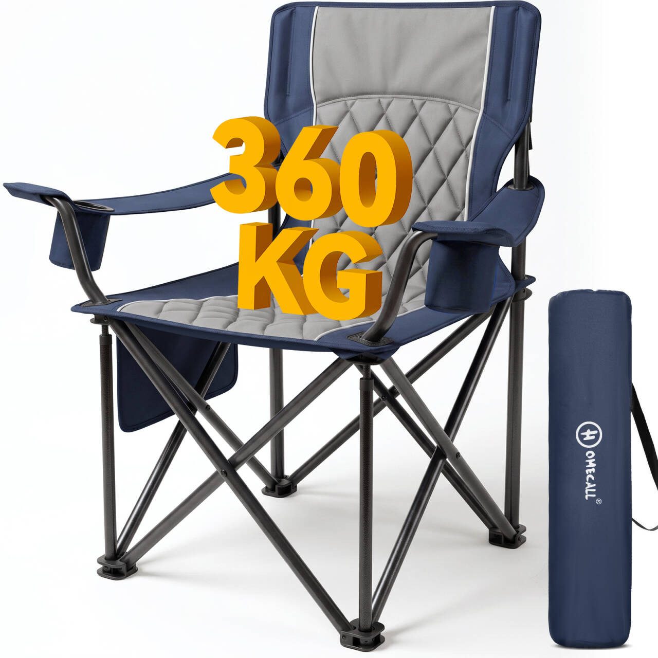 HOMECALL Campingstuhl Übergroßer Klappstuhl mit hoher Rückenlehne, XXL Faltstuhl Gepolstert (Bis 360KG Belastbar, 1 St), Robust und Zuverlässig klappstuhl für Outdoor, Balkon, Garten
