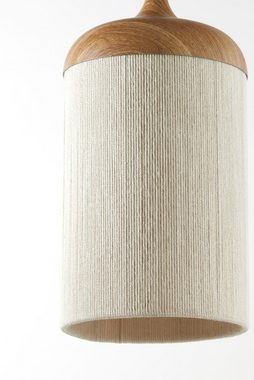 Light & Living Pendelleuchte DANIA, 90 x 32 cm, 3-flammig, Braun, Creme, Holz, ohne Leuchtmittel