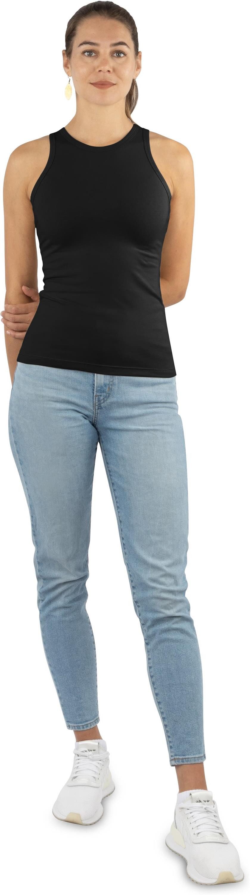 Janice Tanktop 3 x Damen Top hochgeschlossen Nauta Trägertop aus Baumwolle