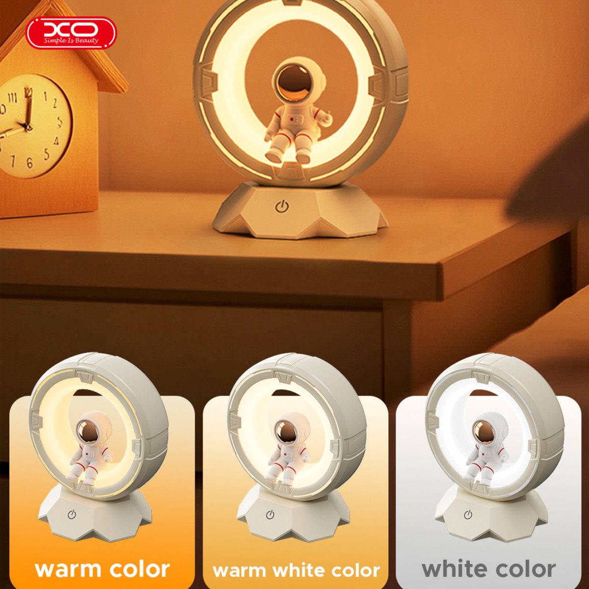 XO LED Nachttischlampe OZ12, LED, warmweiß, neutralweiß, kaltweiß, LED Tischlampe mit Akku und variabler Lichtfarbe