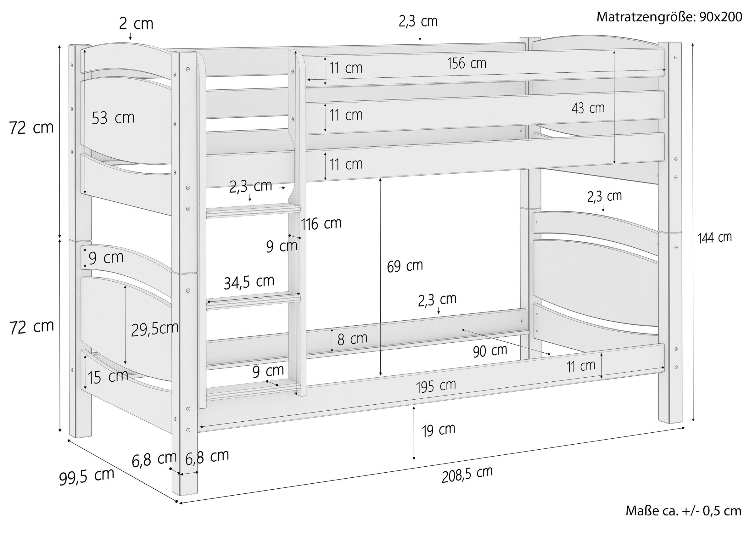 90x200 mit Stockbett Kiefer und Etagenbett ERST-HOLZ Rollrost Matratzen massiv