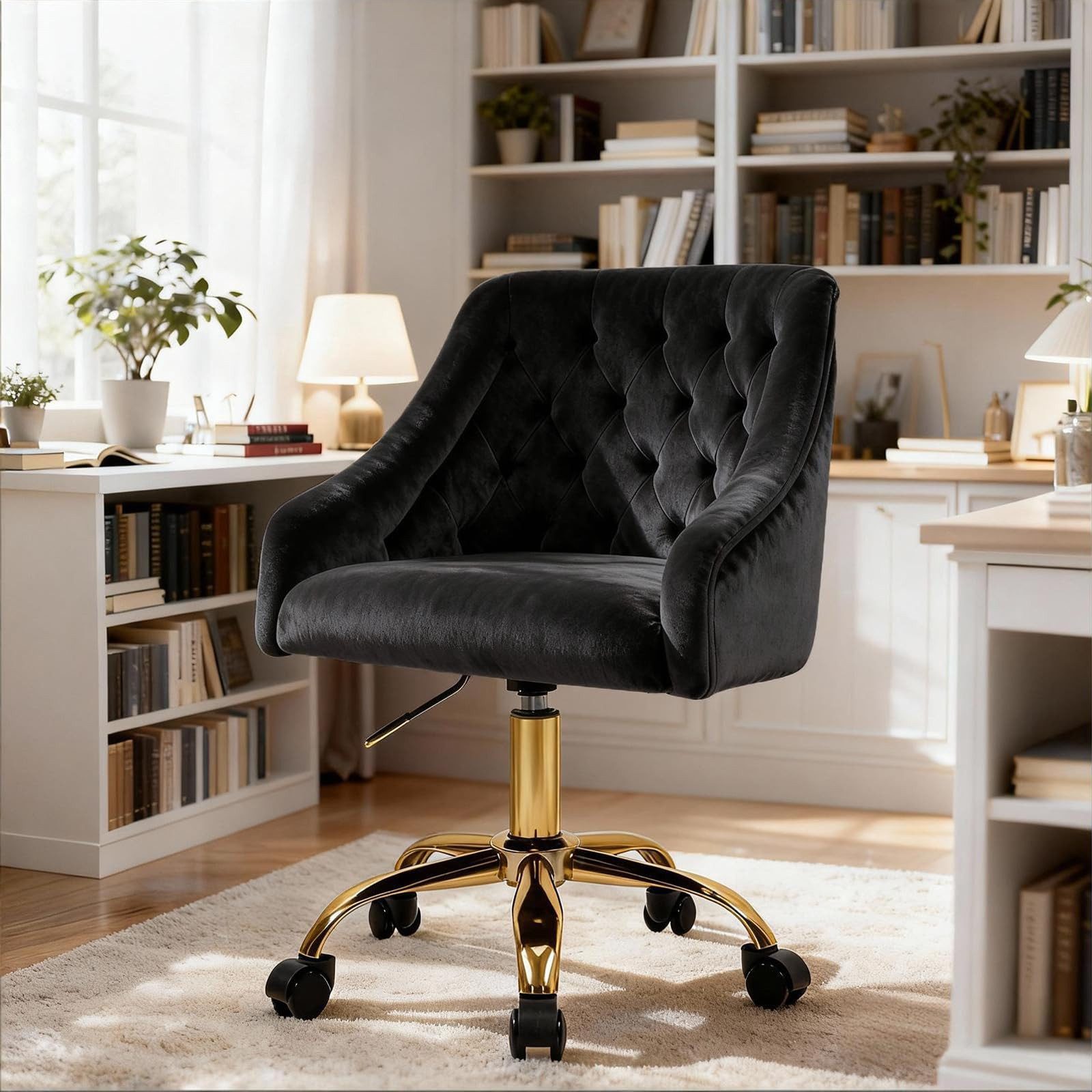 Fiximaster Polsterstuhl mit ergonomischer Rückenlehne, höhenverstellbarer Samt-Schminkstuhl (1 St), Drehstuhl und Bürostuhl, 360° drehbar