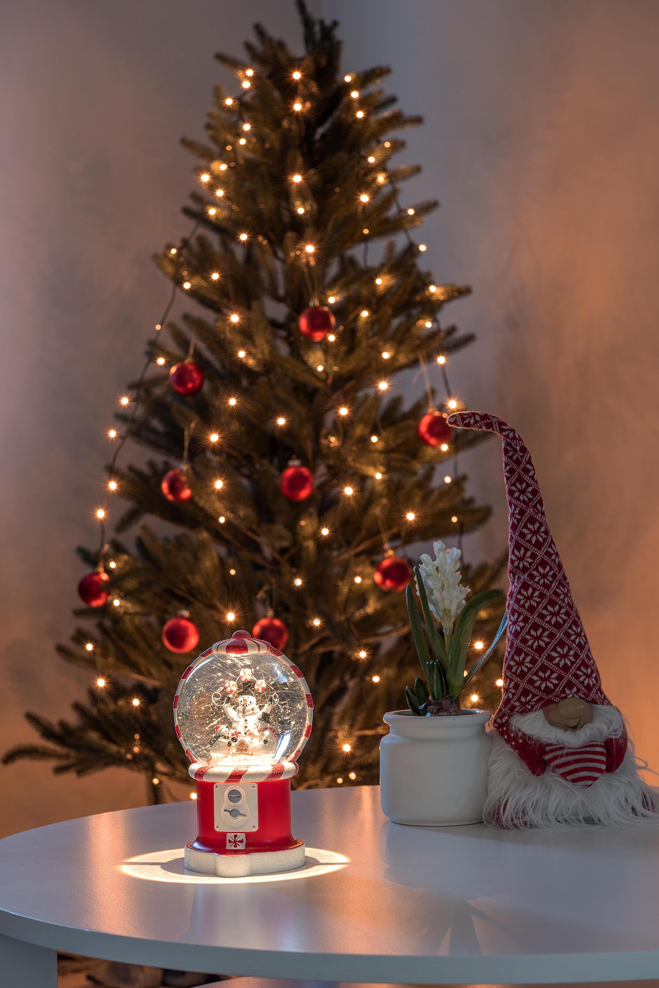 Laterne Diode weiße mit Weihnachtsdeko, Schneemännern, LED 5h-Timer, warm KONSTSMIDE fest LED 1 Süßigkeitenautomat Warmweiß, 3 integriert, mit wassergefüllt,
