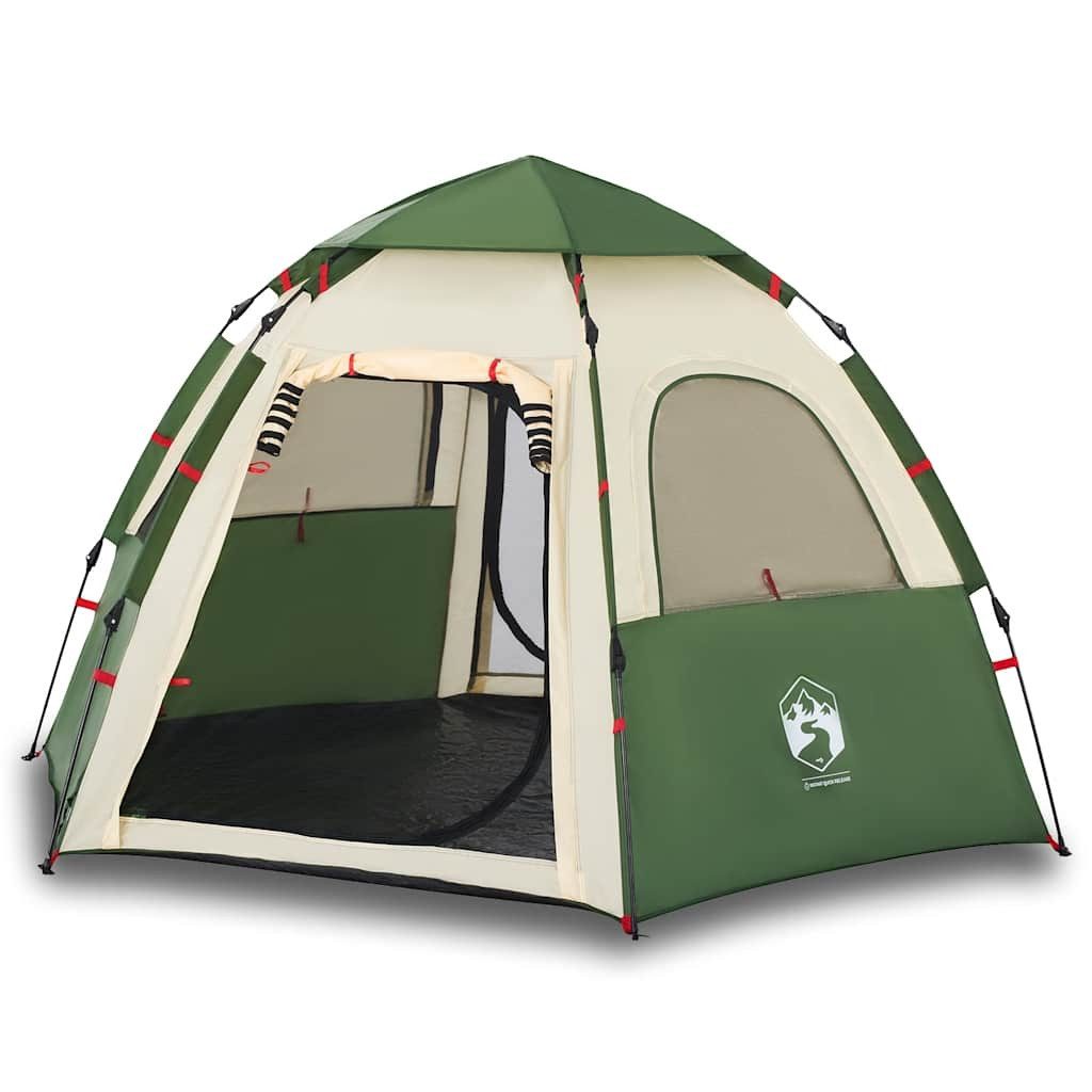 Kuppelzelt Campingzelt 4 Personen Grün Quick Release