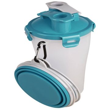 Flamingo Futterspender 2-in-1 Haustier-Reisebecher für Wasser/Futter Trinka Blau