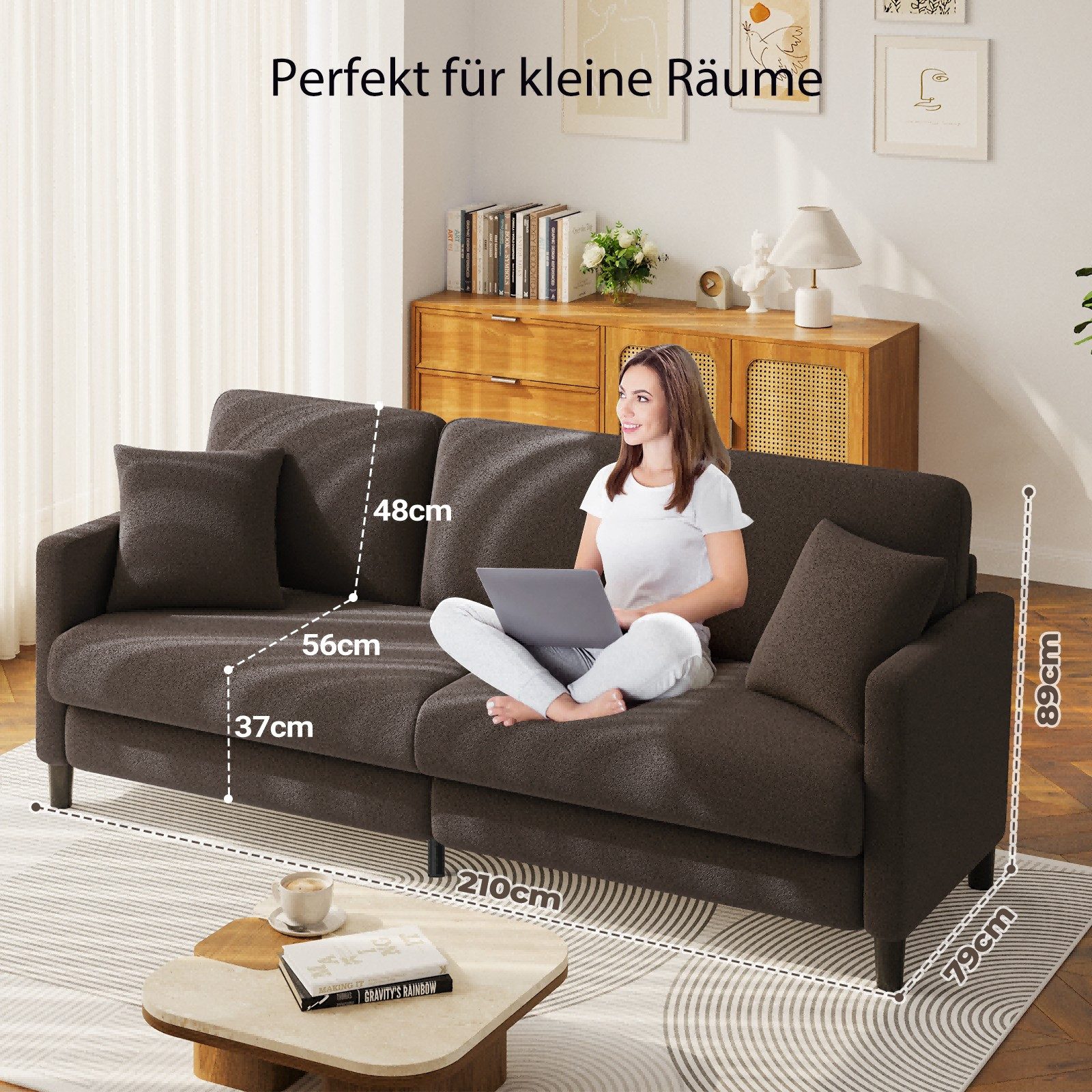 ToteBox 3-Sitzer Teddy Fleece Werkzeugfreier Aufbau Sofas für Wohnzimmer – Bild 5 von 5