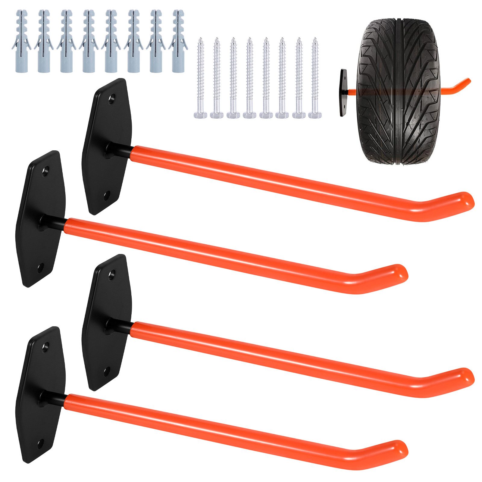 BlingBin Reifen-Wandhalterung Universal Wandhalterungen für Reifen, Räder, Leiter, Gartenschlauch, (4 Stück, 4-tlg., 4pcs, Felgenhalter für die Wand zur Aufbewahrung in der Garage)