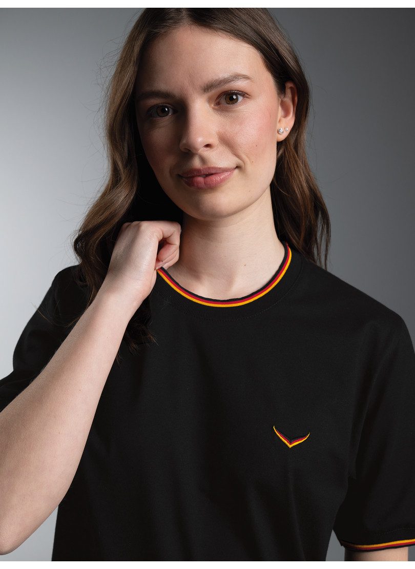 Trigema T-Shirt TRIGEMA Deutschland T-Shirt mit kontrastfarbigen Bündchen (1-tlg)