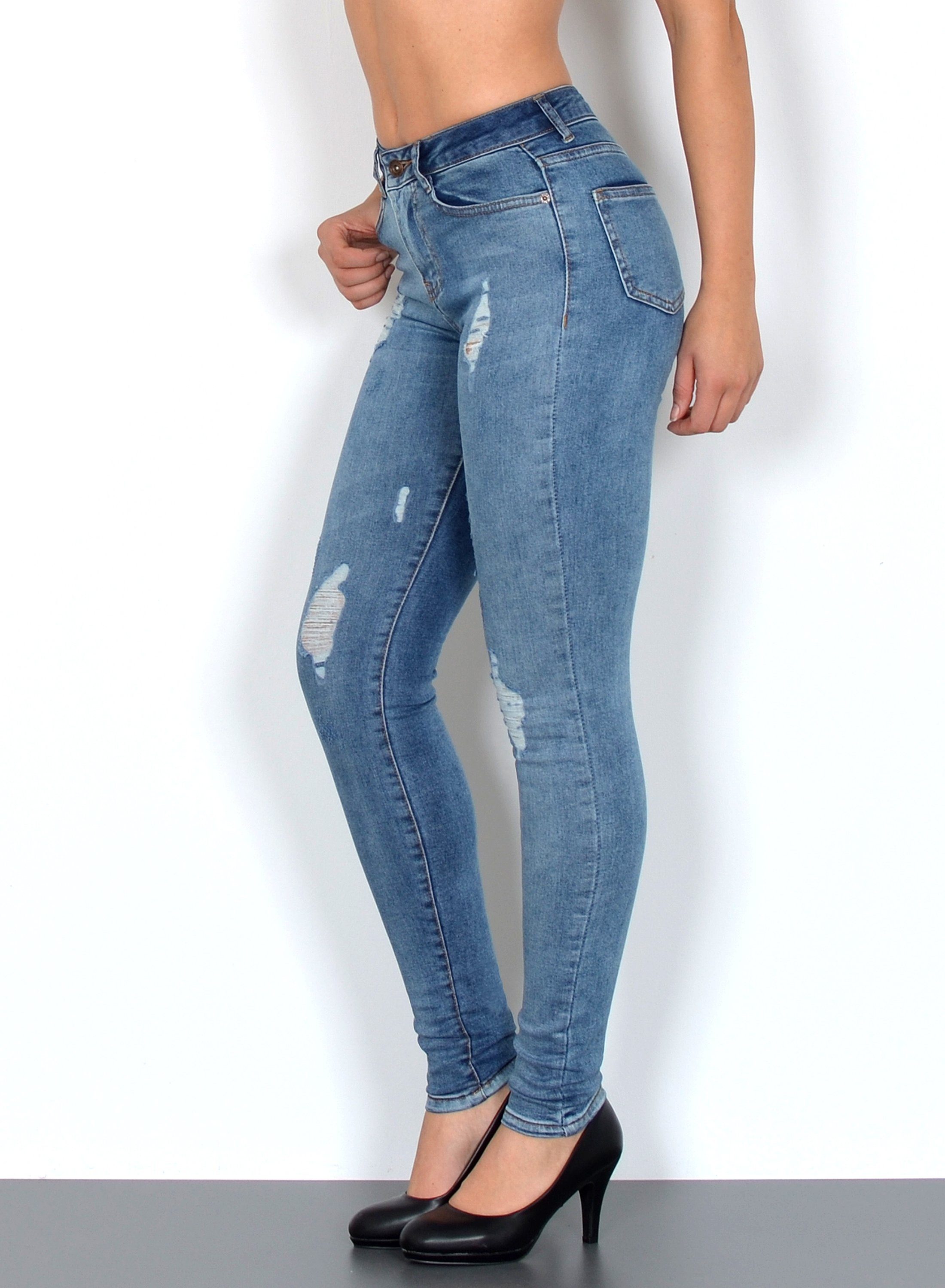 ESRA Skinny-fit-Jeans S600 Damen Skinny Fit Jeans Hose High Waist bis Übergröße