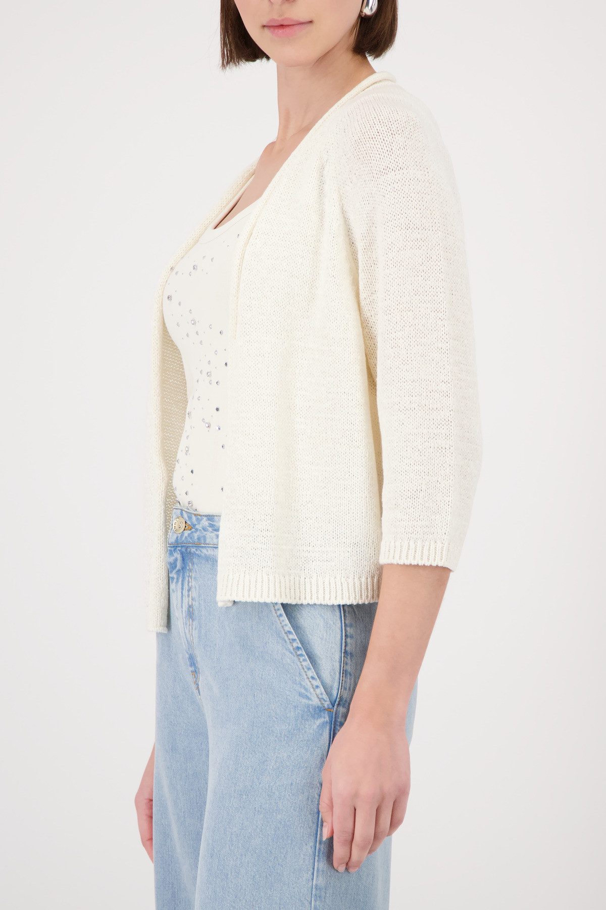 Monari Strickjacke Jacke Stricküberwurf Basic Regular fit mit Halbarm
