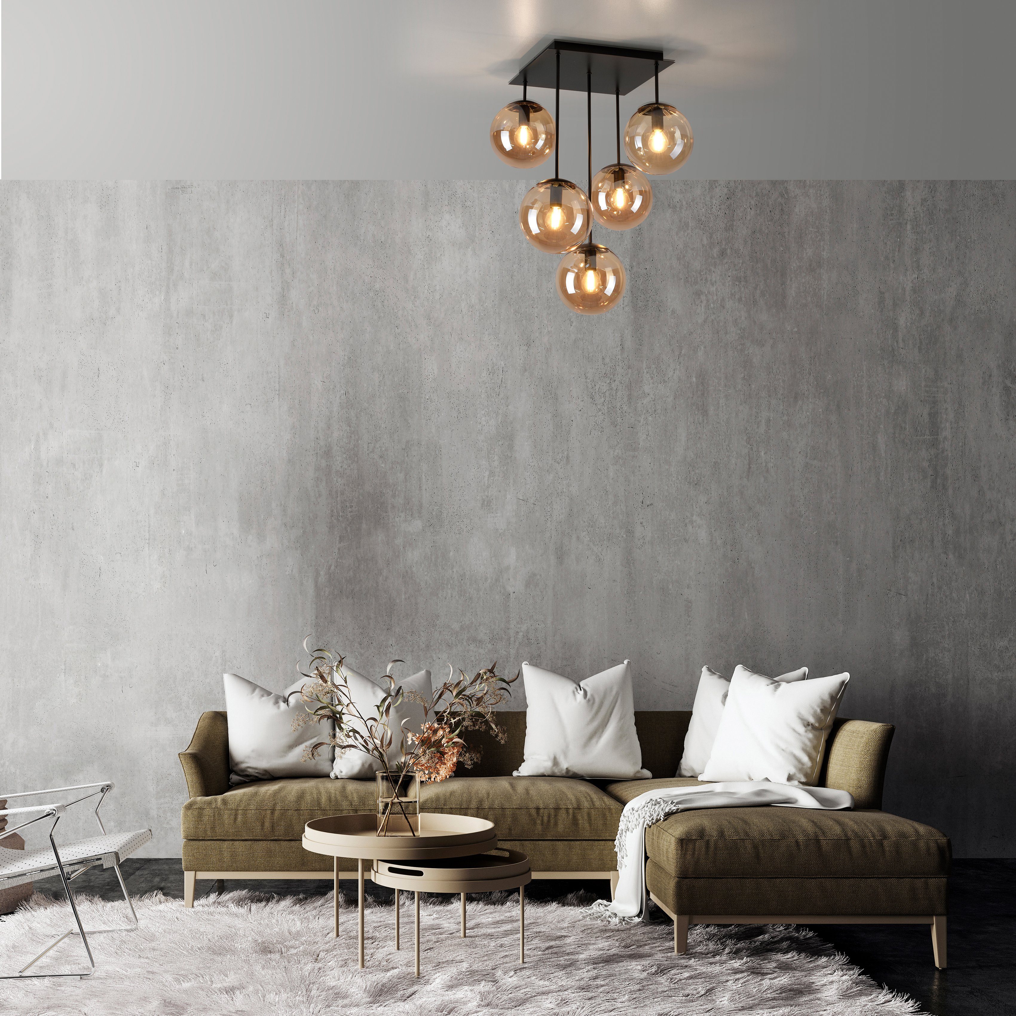 my home Deckenleuchte Nymölla, ohne Leuchtmittel, Deckenlampe mit großen Gl günstig online kaufen