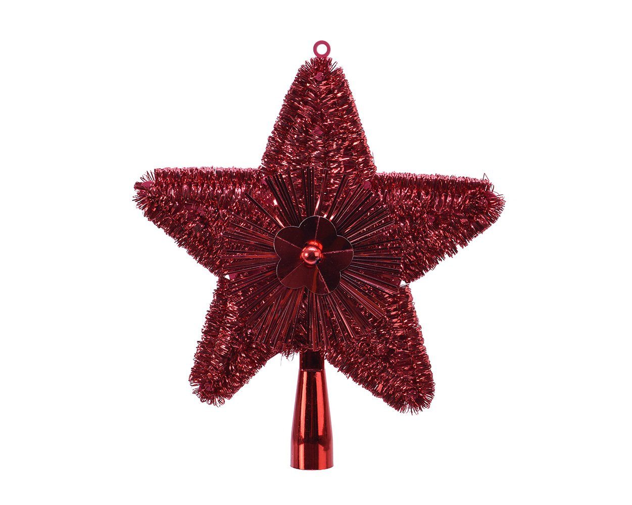Kaemingk Christbaumspitze, Christbaumspitze Stern 23cm Kunststoff - Weihnachtsrot